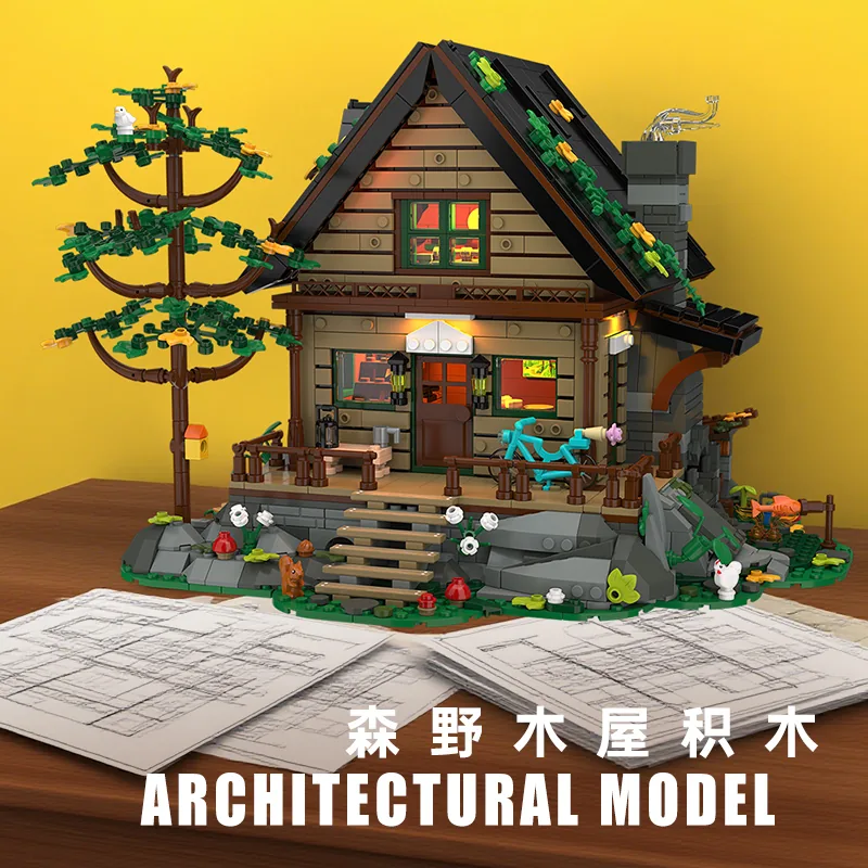 CAYI forest cabin architectural building set for adult collectors