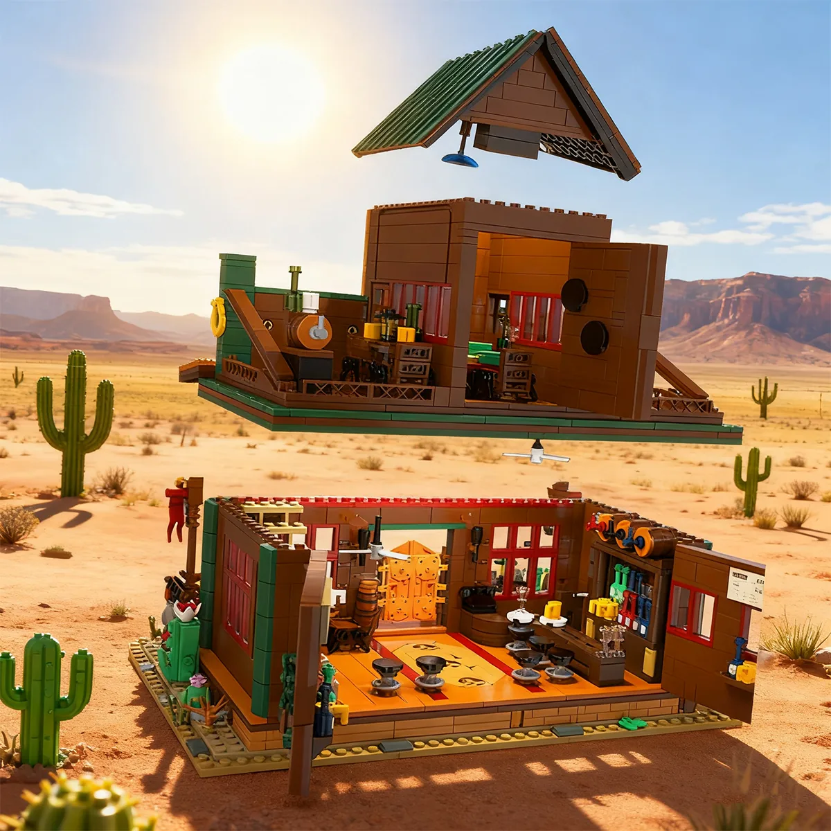 CAYI Western modular building model with removable roof and detailed interior
